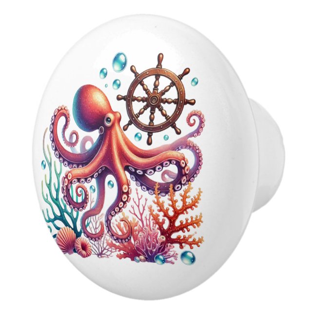 Cute beach house octopus ceramic knob (Right)