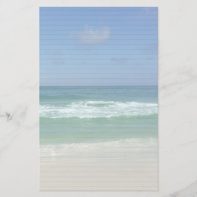 Cute Beach House Photography Blue Lined Stationery (Front)