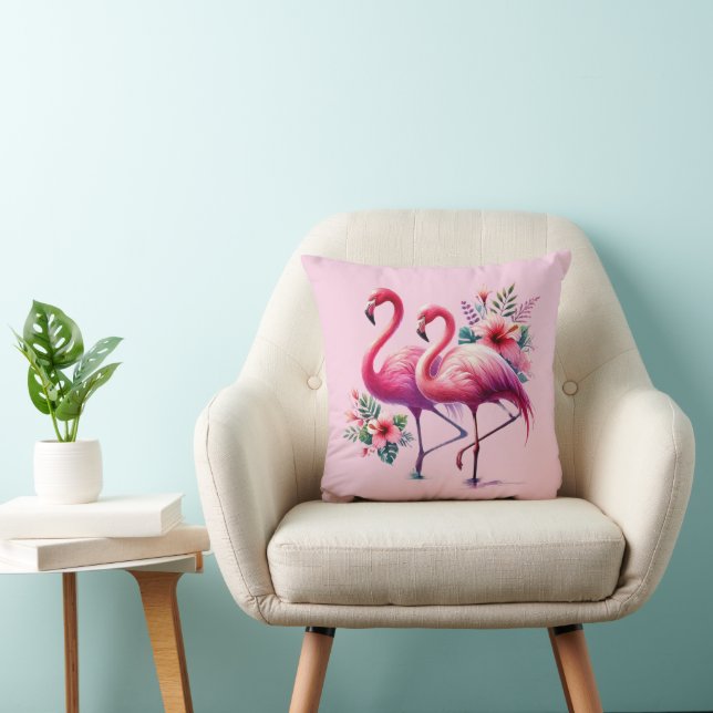 Cute beach house pink flamingo lovers  cushion (Chair)