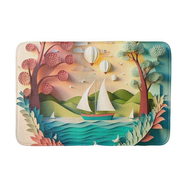 Cute beach house scene  bath mat (Front)