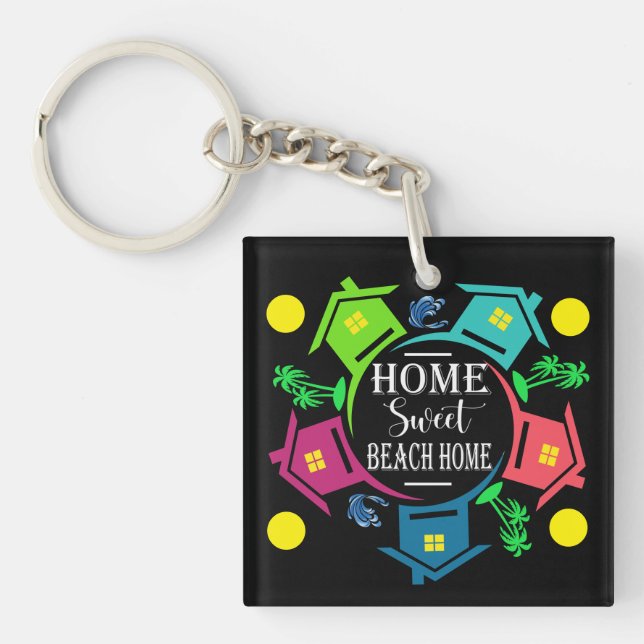 CUTE BEACH HOUSE See Both Sides Key Ring (Front)