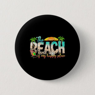 Cute Beach Is My Happy Place Tee For Men Women  6 Cm Round Badge