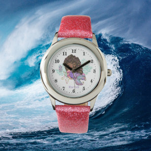 cute beach mermaid add name fantasy watch