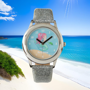Cute Beach mermaid and seaturtle Watch