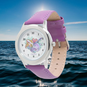 cute beach mermaid dolphin add name watch