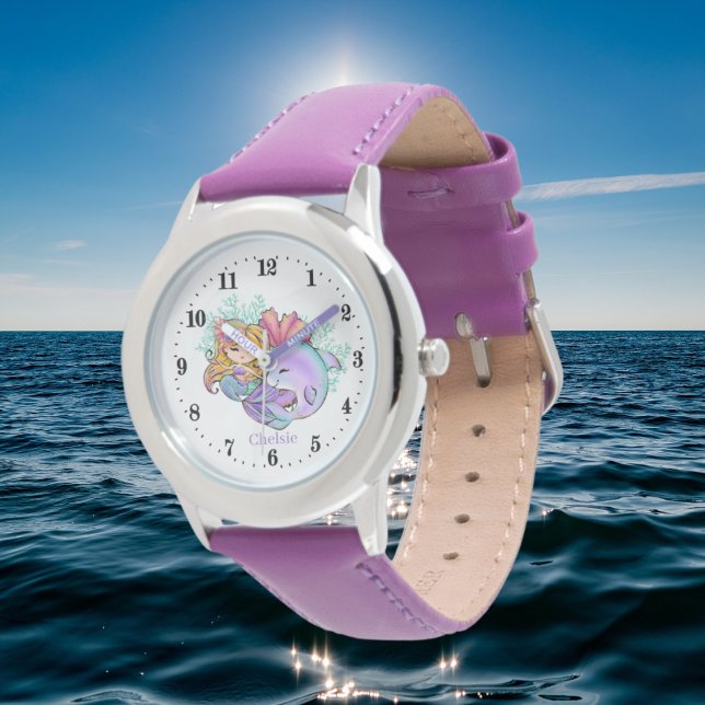 cute beach mermaid dolphin add name watch (Creator Uploaded)