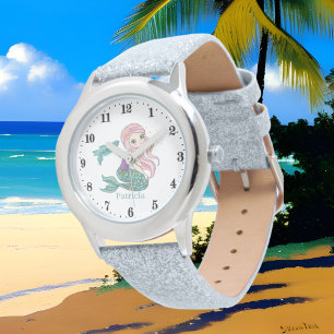 cute beach mermaid fantasy add name watch