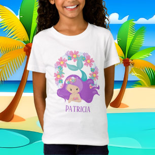 cute beach mermaid girls add name T-Shirt