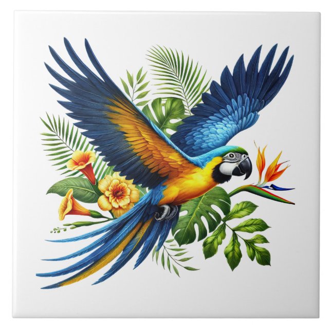 Cute beach parrot lovers tile (Front)
