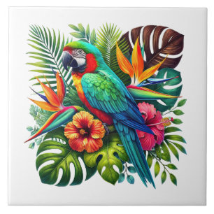 Cute beach parrot lovers  tile