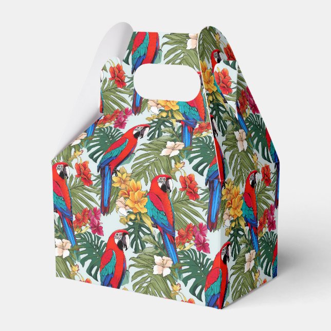 Cute beach parrots tropical pattern  favour box (Front Side)
