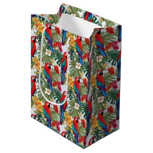 Cute beach parrots tropical pattern medium gift bag