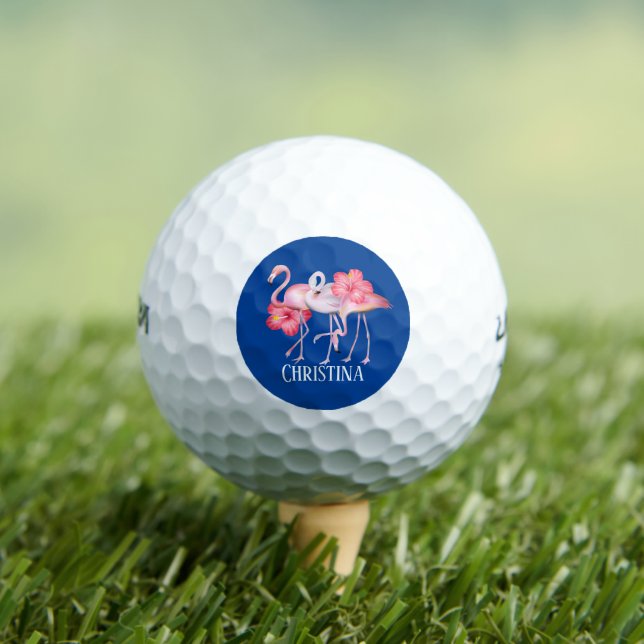 cute beach pink flamingo add name golf balls (Insitu Tee)