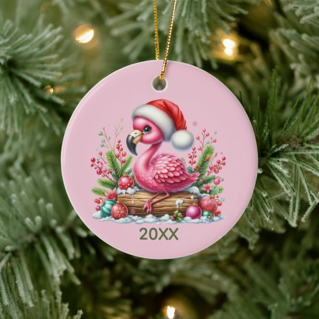 Cute beach pink flamingo ceramic tree decoration (Tree)