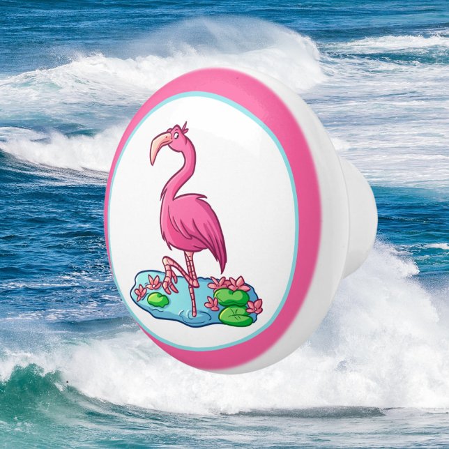cute Beach pink flamingo decor Ceramic Knob (Creator Uploaded)