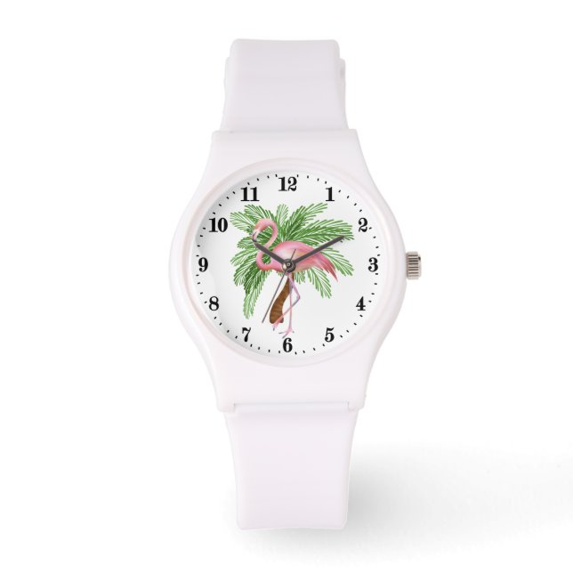 Cute beach pink flamingo watch (Front)