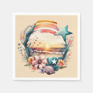 cute beach scene party napkin