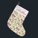 Cute Beach Scene Pattern | Add Your Name Small Christmas Stocking<br><div class="desc">cute beach scene pattern | © and ® Bigstock® - All Rights Reserved.</div>