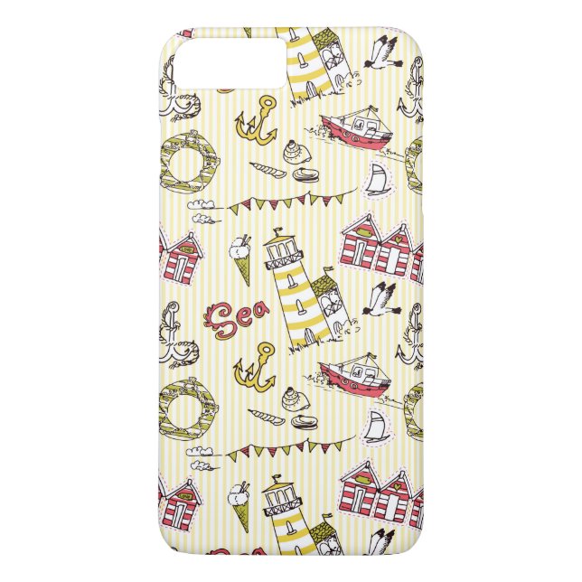 Cute Beach Scene Pattern Case-Mate iPhone Case (Back)