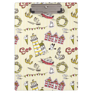 Cute Beach Scene Pattern Clipboard