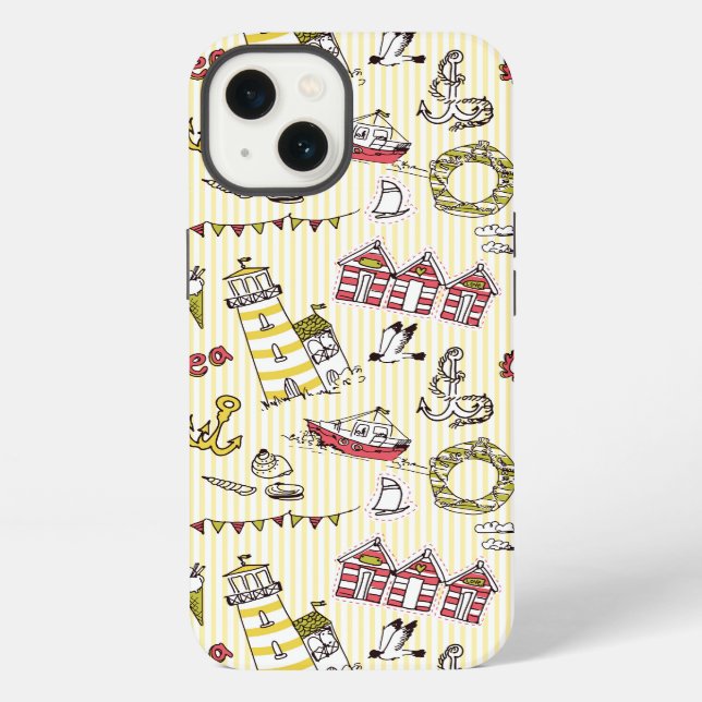 Cute Beach Scene Pattern iPhone Case (Back)