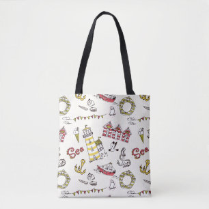 Cute Beach Scene Pattern Tote Bag