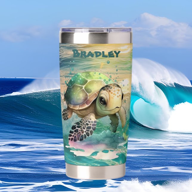 Cute beach sea turtle add name insulated tumbler (Creator Uploaded)