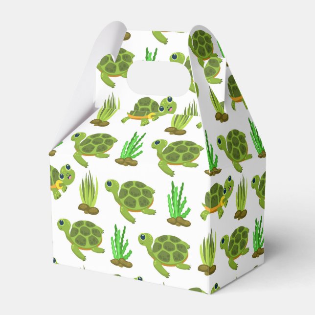 Cute beach sea turtle tiled party favour box (Front Side)