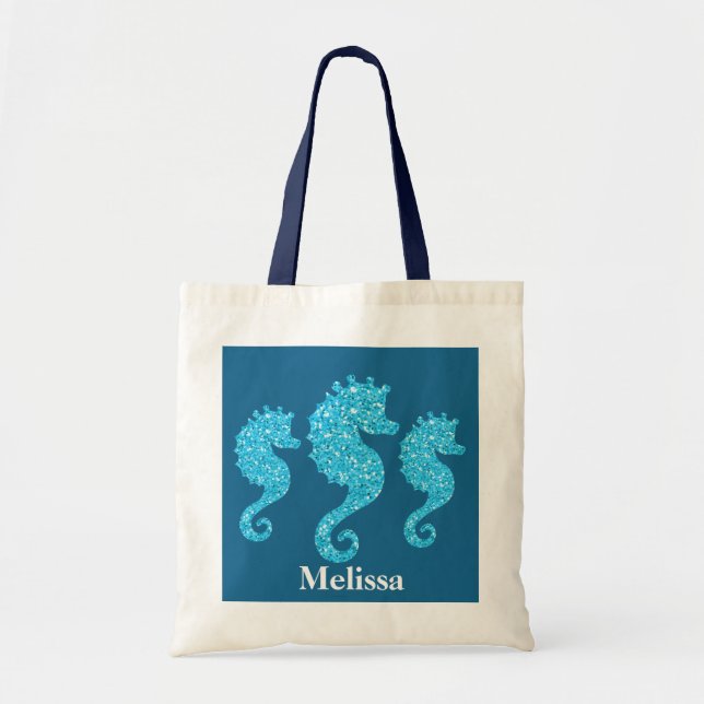 Cute Beach seahorse add name tote (Front)