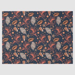 Cute beach seashell coral pattern party tissue paper