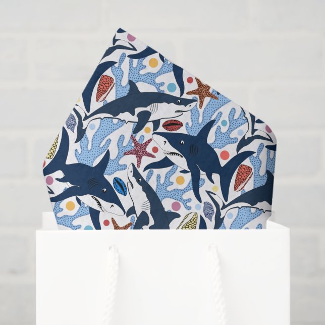 Cute beach shark pattern party tissue paper (Gift Bag)