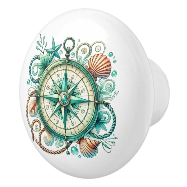 Cute beach ship compass ceramic knob (Right)