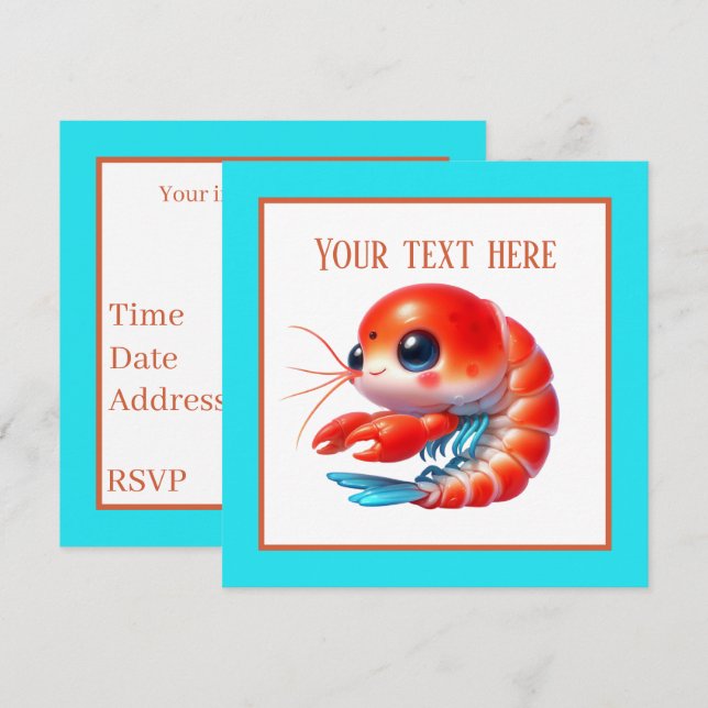 Cute beach shrimp party  invitation (Front/Back)