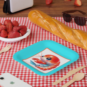 Cute beach shrimp party paper plate