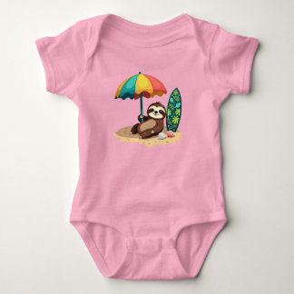 Cute beach sloth add text baby bodysuit