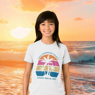 Cute Beach Sunset Palm Trees Custom Kids Tri-Blend Shirt