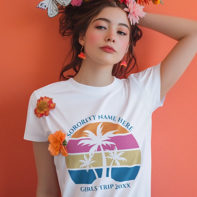 Cute Beach Sunset Palm Trees Girls Trip Women's Tri-Blend Shirt (Creator Uploaded)