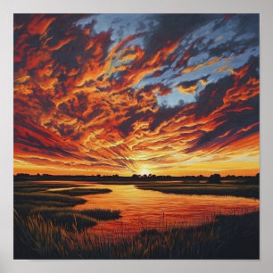 Cute Beach Sunset Print Interior Decor