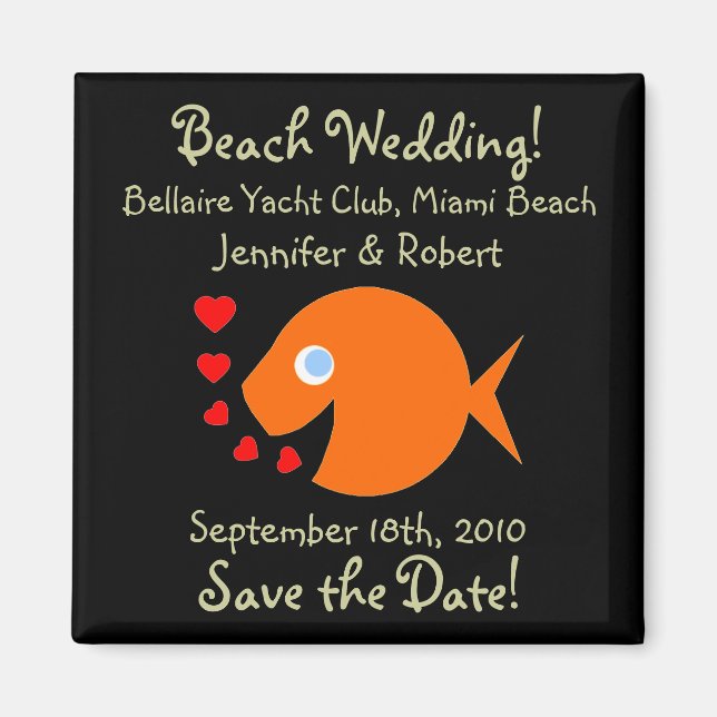 Cute Beach Themed Wedding Save The Date Magnet (Front)