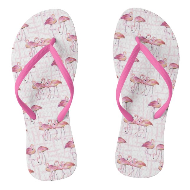cute beach tropical flamingo pattern Flip Flops (Footbed)