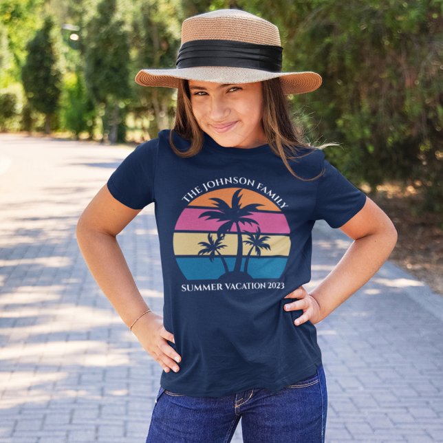 Cute Beach Vacation Tropical Palm Tree Custom Kids T-Shirt (Creator Uploaded)