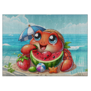 Cute beach watermelon crab cutting board