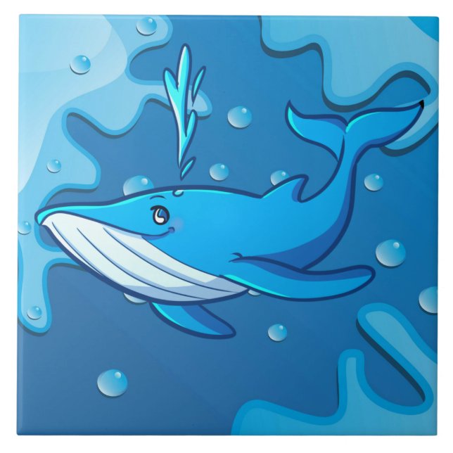 cute beach whale decor tile (Front)