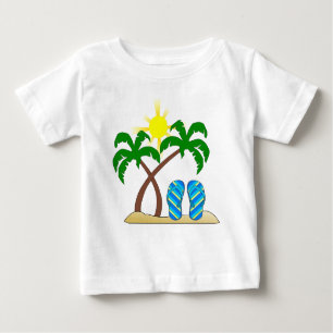 Cute Beach with Palm Trees Baby Baby T-Shirt