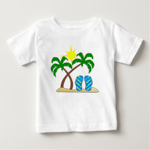Cute Beach with Palm Trees Baby T-Shirt