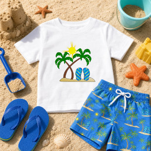 Cute Beach with Palm Trees Baby T-Shirt