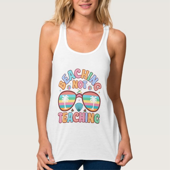 Cute beaching teaching word art  singlet (Front)