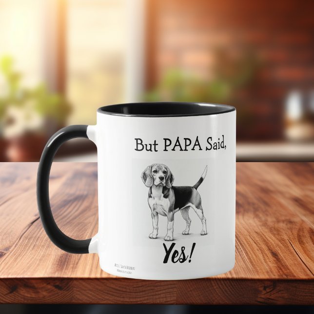 Cute Beagle Black/ White typography Personalise Large Coffee Mug (Creator Uploaded)