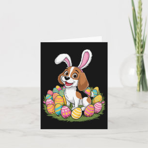Cute Beagle Bunny Ears Easter Egg Hunt Happy Easte Card