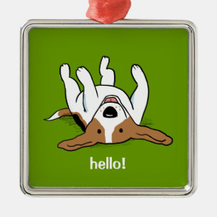 Cute Beagle Cartoon Dog with Customisable Text Metal Tree Decoration